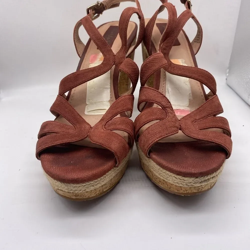 Nurture Rust Color Cork Platform Heels Size 9.5